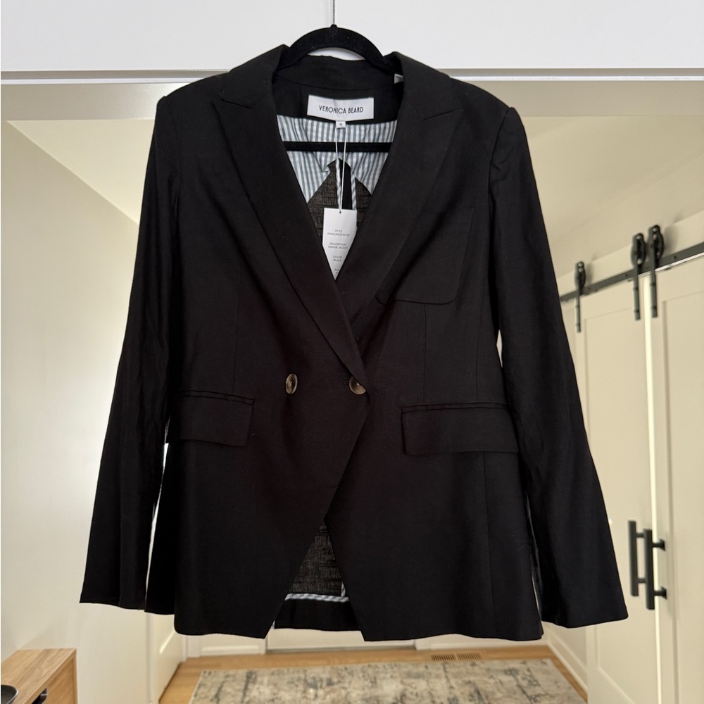 Veronica Beard Black Double-Breasted Tailored Blazer